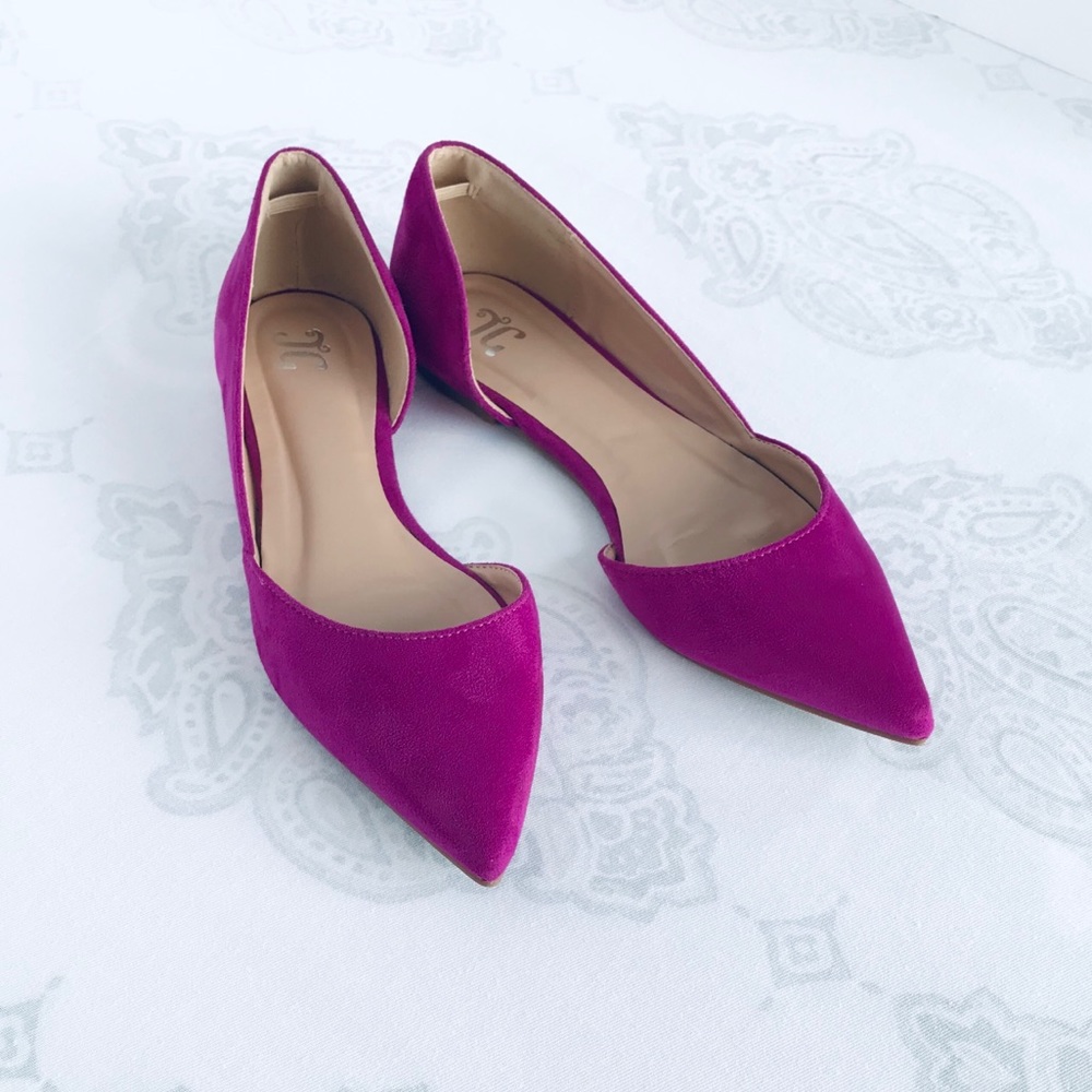 JC. | Pointed Toe Suede Flats in Fuschia